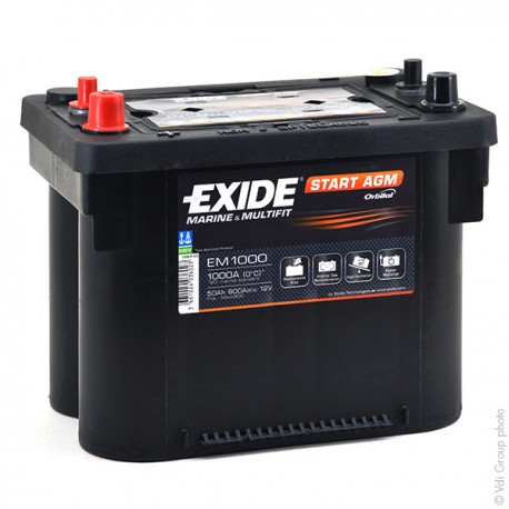 Batterie pour tous types de bateaux Start AGM Exide EM900 12V 42Ah